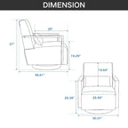 360° Swivel Accent Chair - Linen Blend Upholstered, Solid Wood Frame, Foam Cushion, Retro Style with Pillow, 300 lbs Capacity
