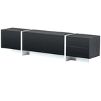 TV Stand - 74.8"W, Gloss Finish, 2 Drawers, 3 Cabinets, For 80" TVs, Particle Board, UV Surface, Black, Modern Design