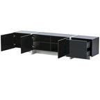 TV Stand - 74.8"W, Gloss Finish, 2 Drawers, 3 Cabinets, For 80" TVs, Particle Board, UV Surface, Black, Modern Design