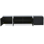 TV Stand - 74.8"W, Gloss Finish, 2 Drawers, 3 Cabinets, For 80" TVs, Particle Board, UV Surface, Black, Modern Design