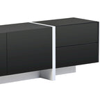 TV Stand - 74.8"W, Gloss Finish, 2 Drawers, 3 Cabinets, For 80" TVs, Particle Board, UV Surface, Black, Modern Design
