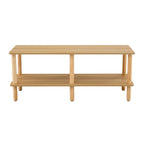 TV Stand - 40.5"L x 15.7"W x 17.7"H, 2 Shelves, Open Storage, MDF/Solid Wood, Rubberwood Legs, Modern Industrial