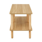 TV Stand - 40.5"L x 15.7"W x 17.7"H, 2 Shelves, Open Storage, MDF/Solid Wood, Rubberwood Legs, Modern Industrial