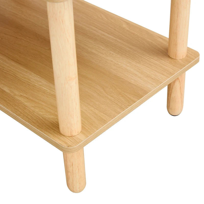 TV Stand - 40.5"L x 15.7"W x 17.7"H, 2 Shelves, Open Storage, MDF/Solid Wood, Rubberwood Legs, Modern Industrial