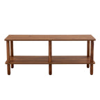 TV Stand - 40.5"L x 15.7"W x 17.7"H, 2 Shelves, Open Storage, MDF/Solid Wood, Rubberwood Legs, Modern Industrial