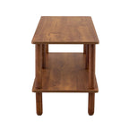 TV Stand - 40.5"L x 15.7"W x 17.7"H, 2 Shelves, Open Storage, MDF/Solid Wood, Rubberwood Legs, Modern Industrial