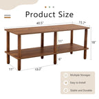 TV Stand - 40.5"L x 15.7"W x 17.7"H, 2 Shelves, Open Storage, MDF/Solid Wood, Rubberwood Legs, Modern Industrial