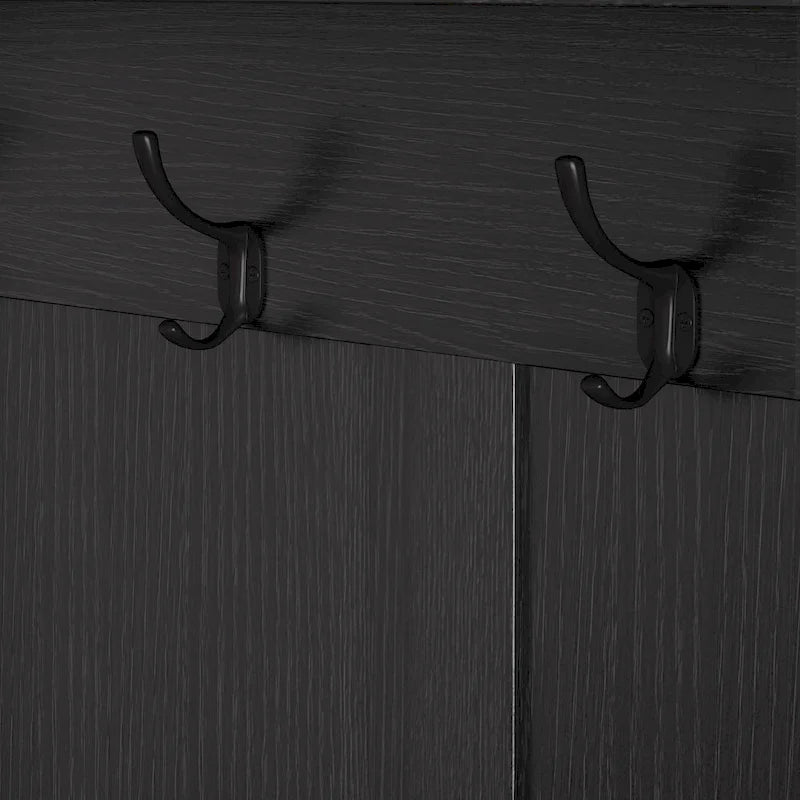 Entryway Hall Tree - 57.5"L x 77.2"H, Cushioned Bench, 4 Hooks, 2 Drawers, Pegboard, MDF/Iron, 220 lbs, 3 Colors