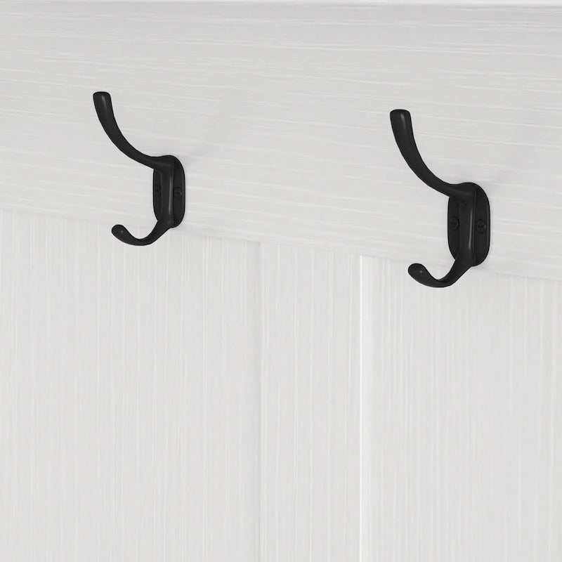 Entryway Hall Tree - 57.5"L x 77.2"H, Cushioned Bench, 4 Hooks, 2 Drawers, Pegboard, MDF/Iron, 220 lbs, 3 Colors