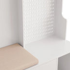 Entryway Hall Tree - 57.5"L x 77.2"H, Cushioned Bench, 4 Hooks, 2 Drawers, Pegboard, MDF/Iron, 220 lbs, 3 Colors