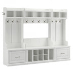 Entryway Storage with Coat Rack - Shoe Bench, 12 Hooks, Drawers, Shelves, 250 lbs Capacity, Transitional Style, 5 Colors