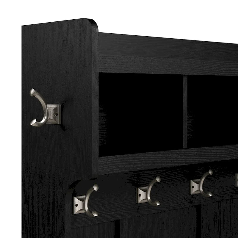 Entryway Storage with Coat Rack - Shoe Bench, 12 Hooks, Drawers, Shelves, 250 lbs Capacity, Transitional Style, 5 Colors