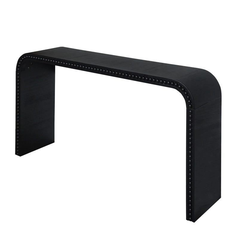 Console Table - 48"L x 16"W x 30"H, Curved Waterfall Design, Wood Beads, 150 lbs Capacity, 3 Colors, Farmhouse/Coastal
