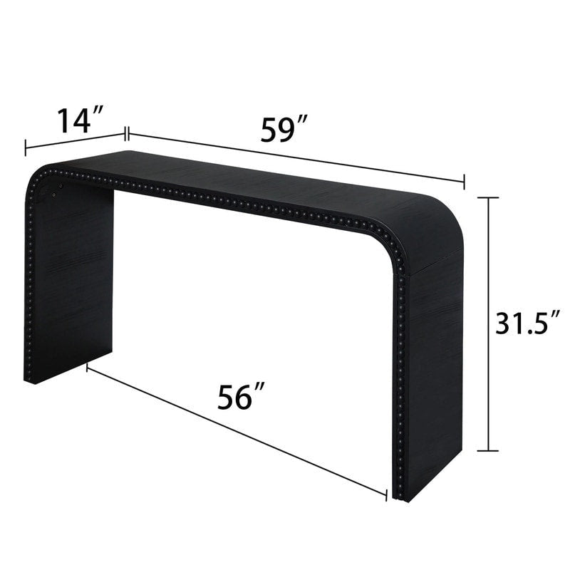 Console Table - 48"L x 16"W x 30"H, Curved Waterfall Design, Wood Beads, 150 lbs Capacity, 3 Colors, Farmhouse/Coastal