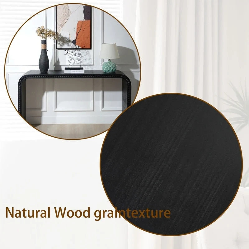 Console Table - 48"L x 16"W x 30"H, Curved Waterfall Design, Wood Beads, 150 lbs Capacity, 3 Colors, Farmhouse/Coastal