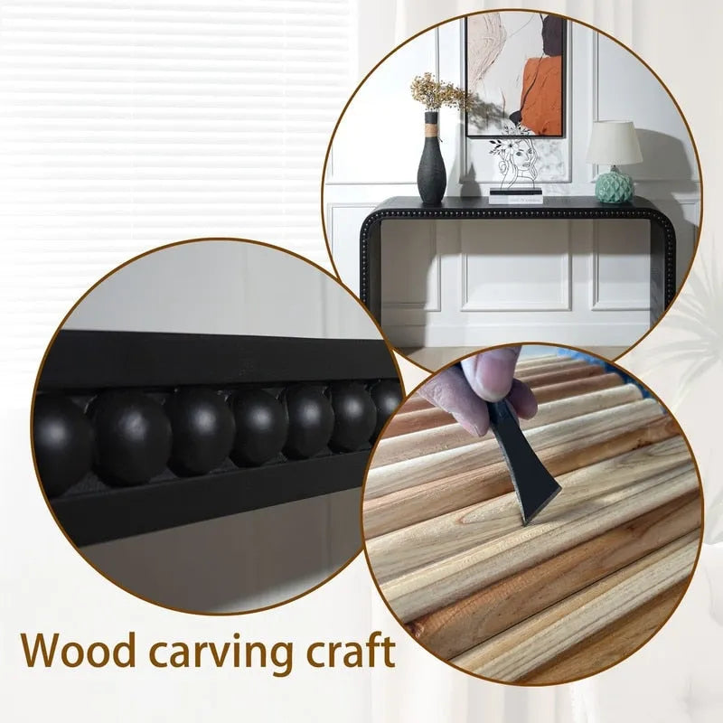 Console Table - 48"L x 16"W x 30"H, Curved Waterfall Design, Wood Beads, 150 lbs Capacity, 3 Colors, Farmhouse/Coastal