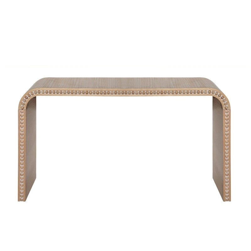 Console Table - 48"L x 16"W x 30"H, Curved Waterfall Design, Wood Beads, 150 lbs Capacity, 3 Colors, Farmhouse/Coastal