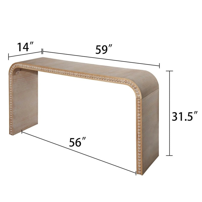 Console Table - 48"L x 16"W x 30"H, Curved Waterfall Design, Wood Beads, 150 lbs Capacity, 3 Colors, Farmhouse/Coastal