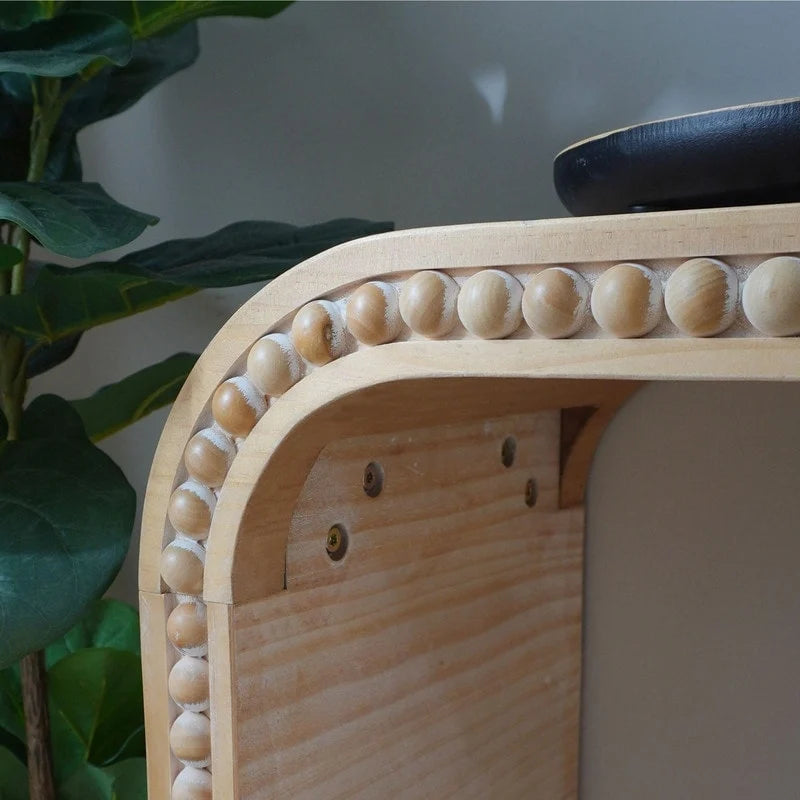 Console Table - 48"L x 16"W x 30"H, Curved Waterfall Design, Wood Beads, 150 lbs Capacity, 3 Colors, Farmhouse/Coastal