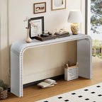 Console Table - 48"L x 16"W x 30"H, Curved Waterfall Design, Wood Beads, 150 lbs Capacity, 3 Colors, Farmhouse/Coastal
