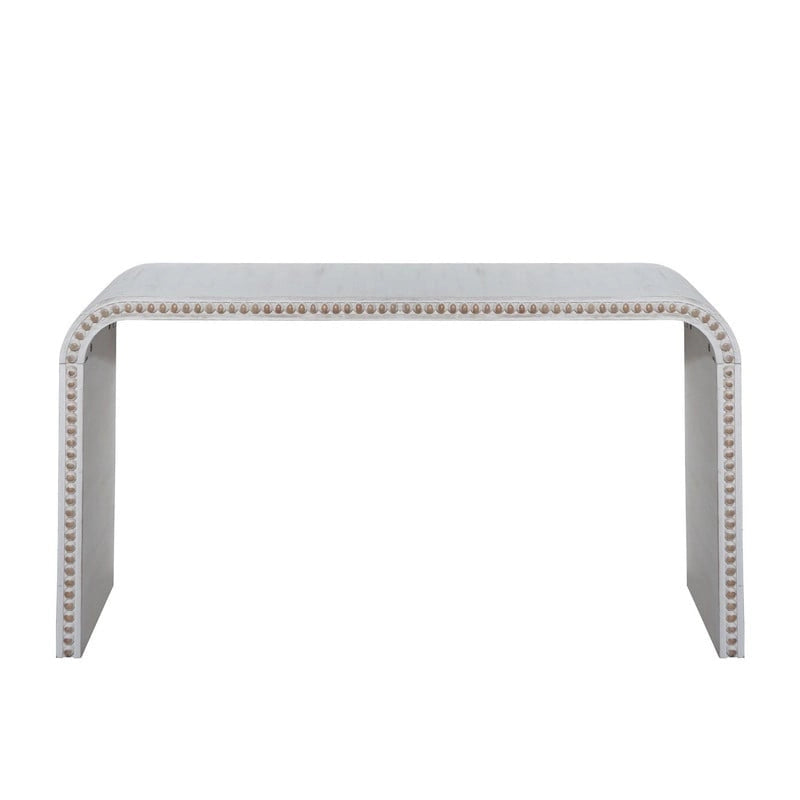 Console Table - 48"L x 16"W x 30"H, Curved Waterfall Design, Wood Beads, 150 lbs Capacity, 3 Colors, Farmhouse/Coastal