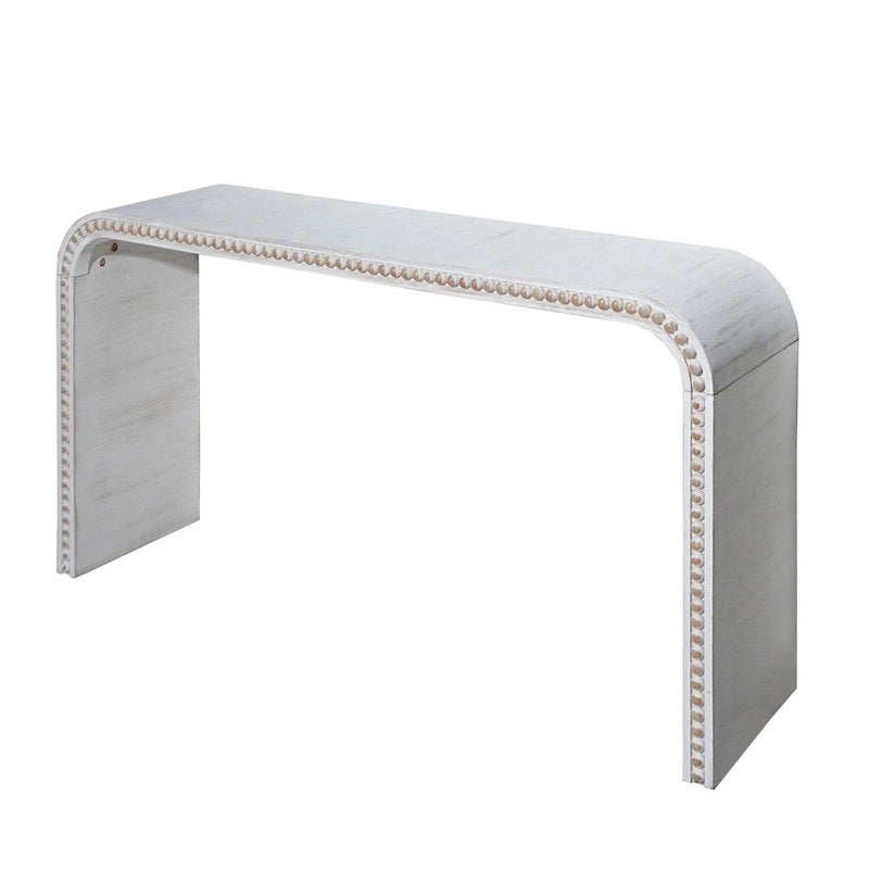 Console Table - 48"L x 16"W x 30"H, Curved Waterfall Design, Wood Beads, 150 lbs Capacity, 3 Colors, Farmhouse/Coastal