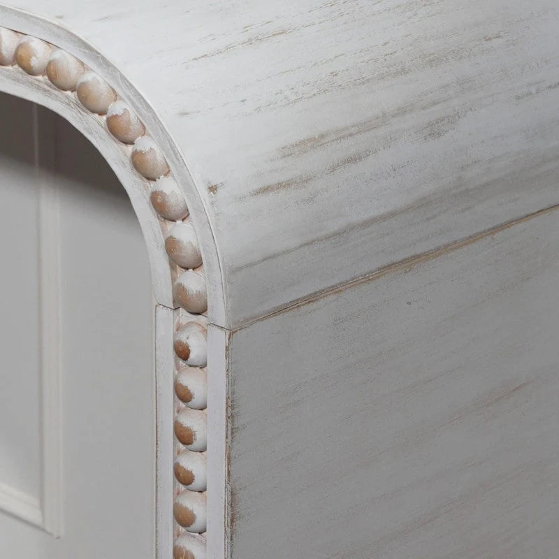 Console Table - 48"L x 16"W x 30"H, Curved Waterfall Design, Wood Beads, 150 lbs Capacity, 3 Colors, Farmhouse/Coastal