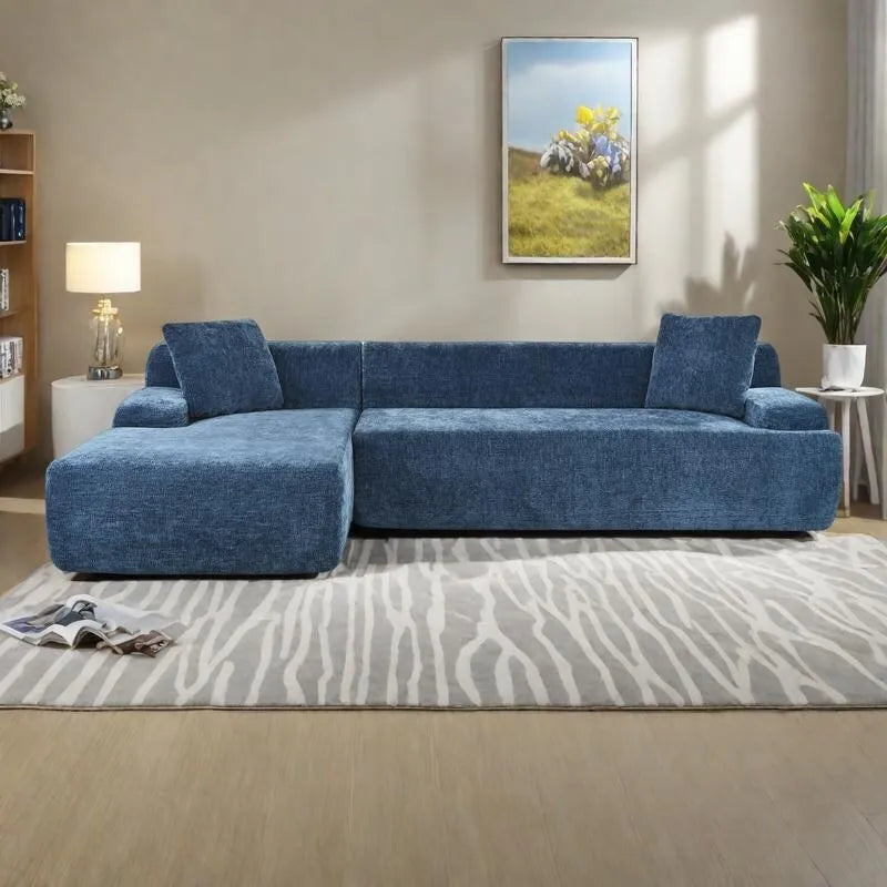 L-Shape Sofa - 111"W, 27" Deep Seat, High-Density Foam, Chenille Fabric, 400 lbs Capacity