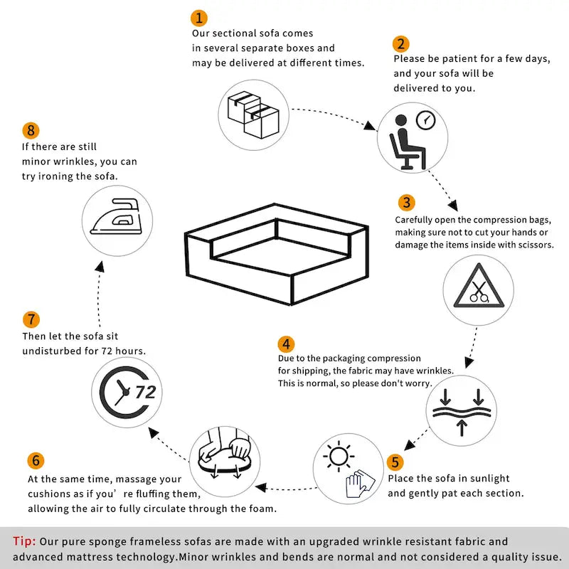 L-Shape Sofa - 111"W, 27" Deep Seat, High-Density Foam, Chenille Fabric, 400 lbs Capacity, 3-Seater with Pillows