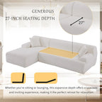L-Shape Sofa - 111"W, 27" Deep Seat, High-Density Foam, Chenille Fabric, 400 lbs Capacity