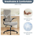 Ergonomic Office Chair - Mesh Back, Adjustable Height/Tilt, 3D Armrests, Lumbar Support, Breathable, Grey, Modern