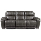 Power Recliner Sofa - 89"W, Dual Power, Adjustable Headrest, USB Port, Faux Leather, Dark Gray, Modern