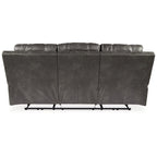 Power Recliner Sofa - 89"W, Dual Power, Adjustable Headrest, USB Port, Faux Leather, Dark Gray, Modern