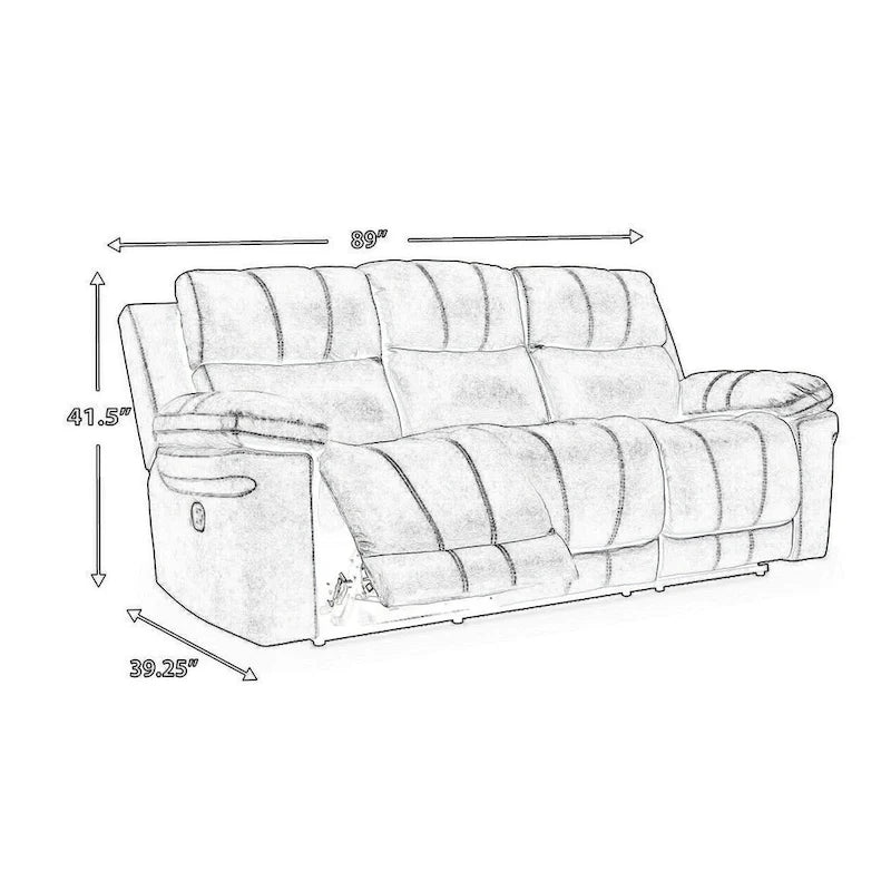 Power Recliner Sofa - 89"W, Dual Power, Adjustable Headrest, USB Port, Faux Leather, Dark Gray, Modern