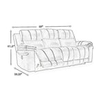 Power Recliner Sofa - 89"W, Dual Power, Adjustable Headrest, USB Port, Faux Leather, Dark Gray, Modern