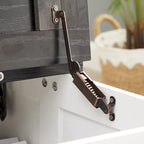 Coffee Table - 31.5"W x 31.5"D x 18.5"H, Square, Hidden Storage, Lift Top, Wood Grain, Iron Accents, Farmhouse, White