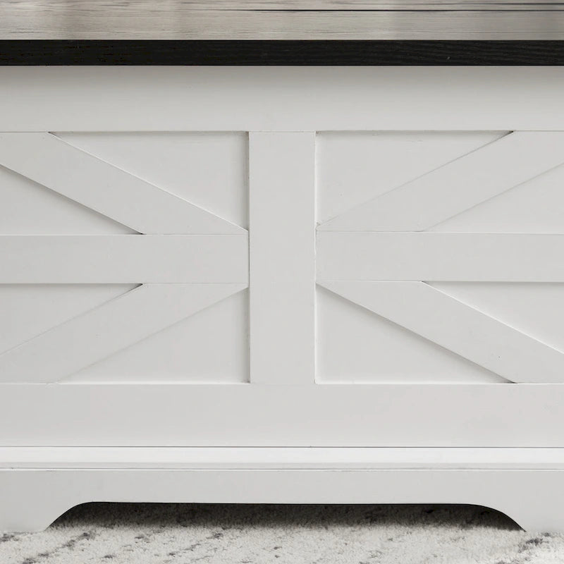 Coffee Table - 31.5"W x 31.5"D x 18.5"H, Square, Hidden Storage, Lift Top, Wood Grain, Iron Accents, Farmhouse, White