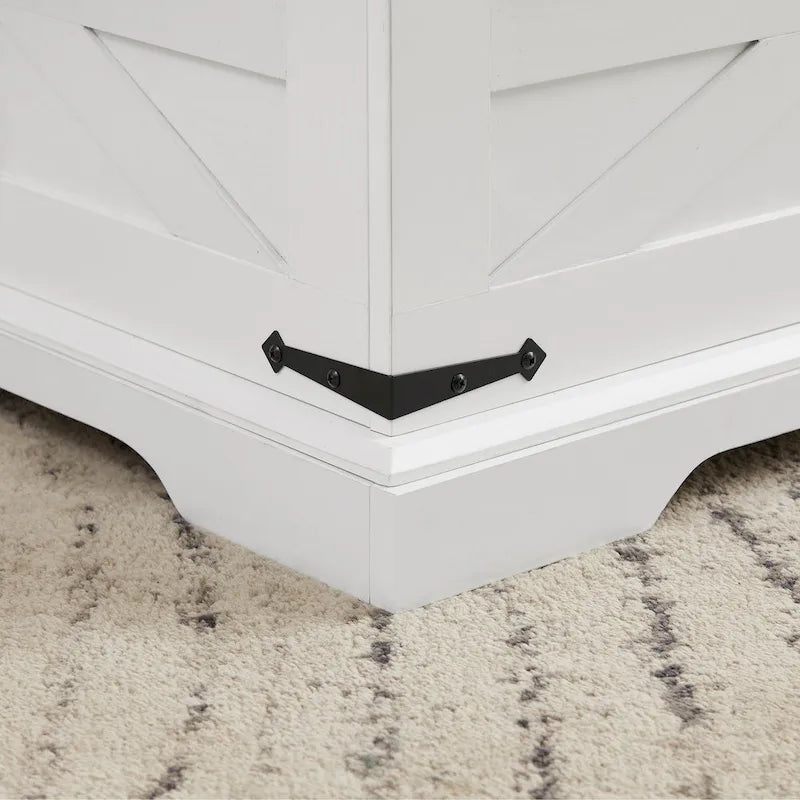 Coffee Table - 31.5"W x 31.5"D x 18.5"H, Square, Hidden Storage, Lift Top, Wood Grain, Iron Accents, Farmhouse, White