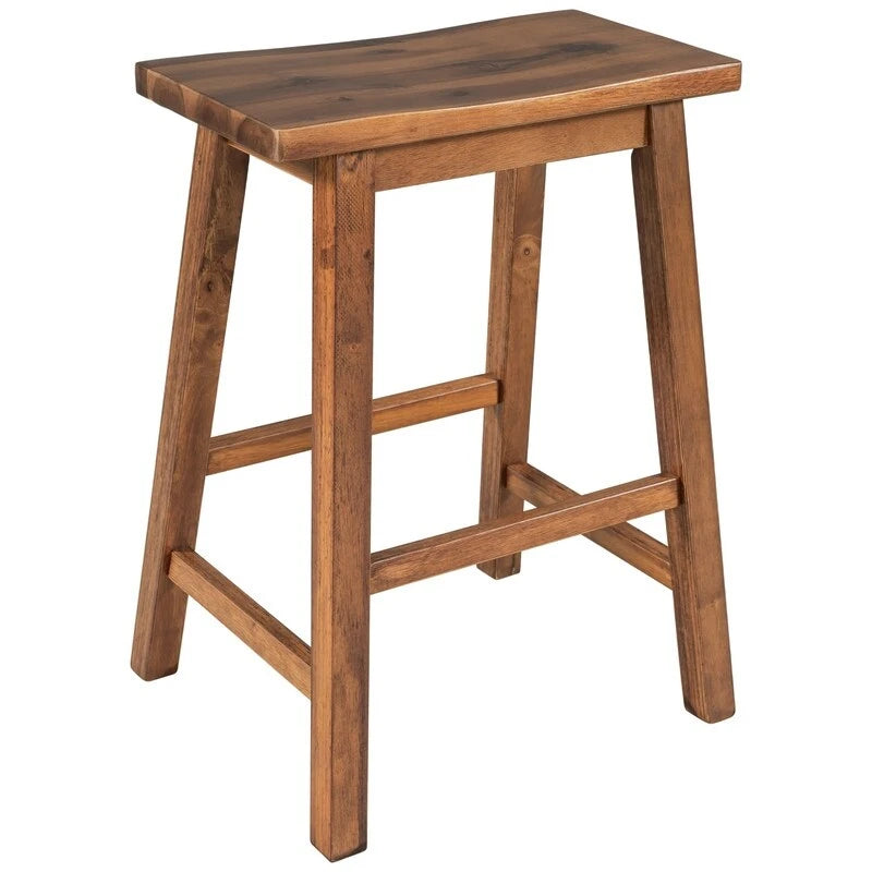 Kitchen Island - 45"L x 27"W x 36"H, Solid Rubber Wood, 2 Stools, 2 Shelves, 200 lbs, Walnut, Rustic