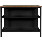 Kitchen Island - 45"L x 27"W x 36"H, Solid Rubber Wood, 2 Stools, 2 Shelves, 200 lbs, Walnut, Rustic