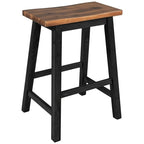 Kitchen Island - 45"L x 27"W x 36"H, Solid Rubber Wood, 2 Stools, 2 Shelves, 200 lbs, Walnut, Rustic