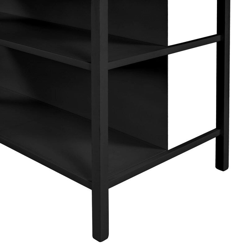 Kitchen Island - 45"L x 27"W x 36"H, Solid Rubber Wood, 2 Stools, 2 Shelves, 200 lbs, Walnut, Rustic