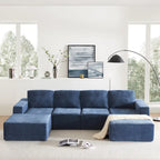 U-Shaped Modular Sofa - 6-Seat, Chenille Upholstery, Foam & Spring Cushions, 110"L, No Assembly, 330 lbs/Seat