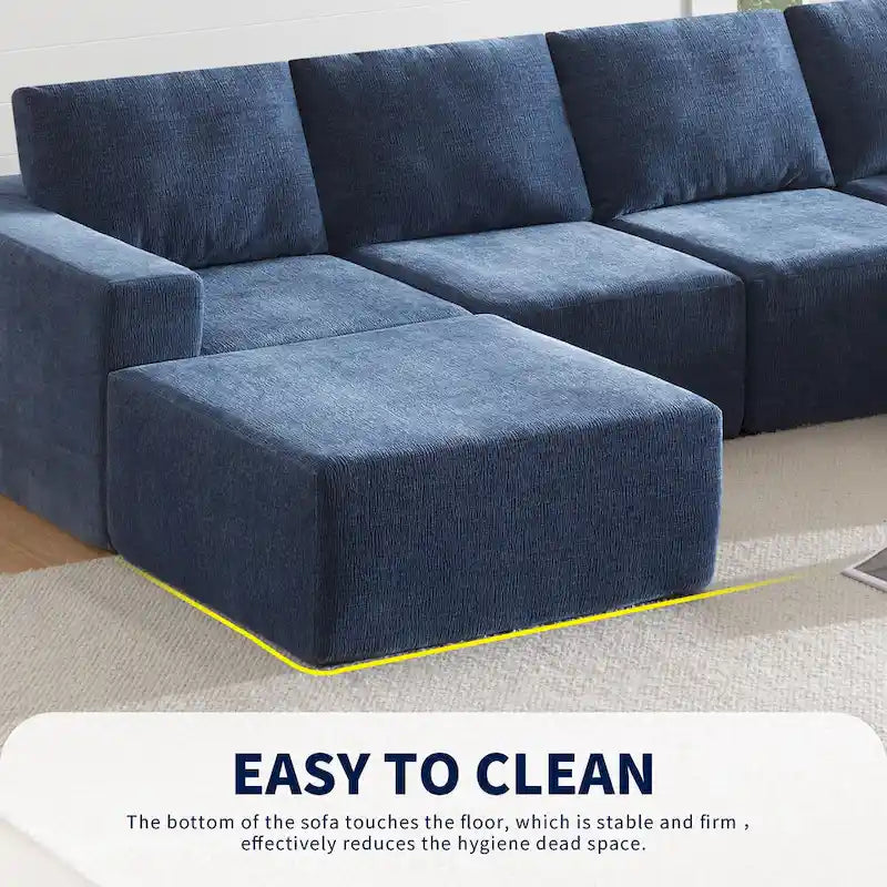 U-Shaped Modular Sofa - 6-Seat, Chenille Upholstery, Foam & Spring Cushions, 110"L, No Assembly, 330 lbs/Seat