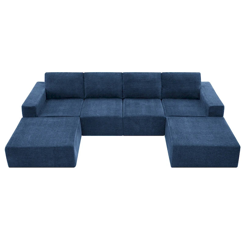 U-Shaped Modular Sofa - 6-Seat, Chenille Upholstery, Foam & Spring Cushions, 110"L, No Assembly, 330 lbs/Seat
