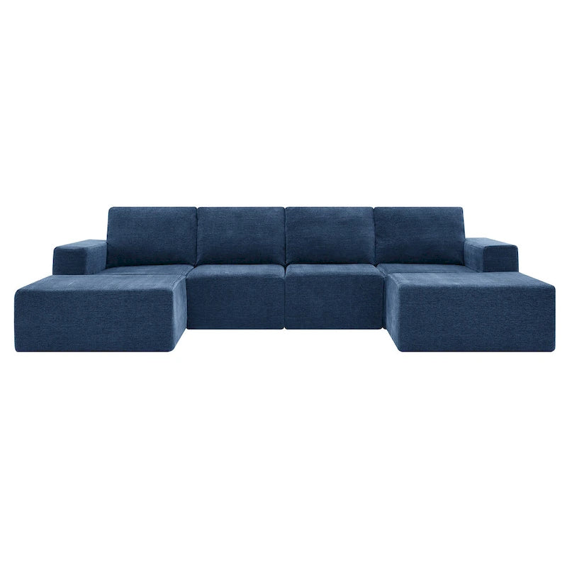 U-Shaped Modular Sofa - 6-Seat, Chenille Upholstery, Foam & Spring Cushions, 110"L, No Assembly, 330 lbs/Seat