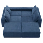 U-Shaped Modular Sofa - 6-Seat, Chenille Upholstery, Foam & Spring Cushions, 110"L, No Assembly, 330 lbs/Seat