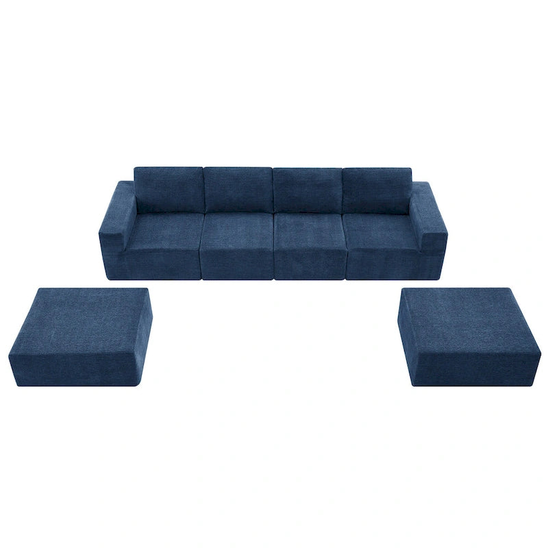 U-Shaped Modular Sofa - 6-Seat, Chenille Upholstery, Foam & Spring Cushions, 110"L, No Assembly, 330 lbs/Seat