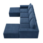 U-Shaped Modular Sofa - 6-Seat, Chenille Upholstery, Foam & Spring Cushions, 110"L, No Assembly, 330 lbs/Seat
