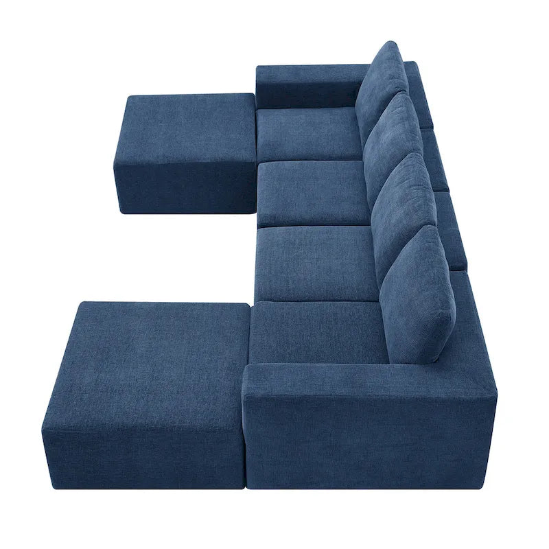U-Shaped Modular Sofa - 6-Seat, Chenille Upholstery, Foam & Spring Cushions, 110"L, No Assembly, 330 lbs/Seat